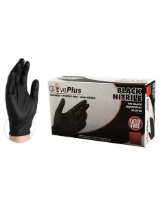 AMMEX® - GlovePlus Industrial Black Nitrile Disposable Gloves, 5 mil, Latex Free, Powder Free, Textured (Case of  1000 Gloves)