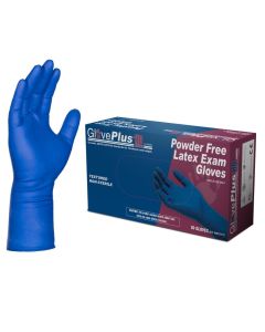 AMMEX® - GlovePlus HD Medical Blue Latex Disposable Gloves, 13 mil, Powder Free, Textured, Non-Sterile(Case of  500 Gloves)