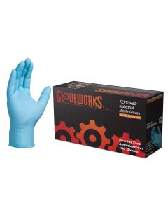 AMMEX® - Gloveworks Industrial Blue Nitrile Disposable Gloves, 5 mil, Latex Free, Powder Free, Textured (Case of  1000 Gloves)
