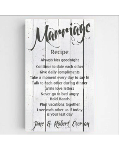 Personalize Marriage Recipe Canvas Prints