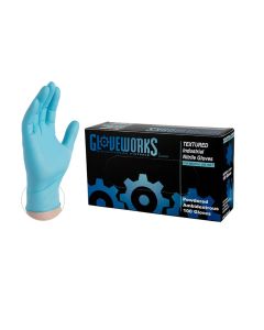 AMMEX® - Blue Nitrile Industrial Powdered Disposable Gloves  (Case of  1000 Gloves)